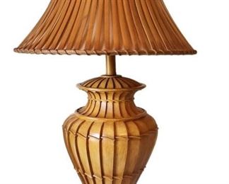 Rattan and Wood Table Lamp