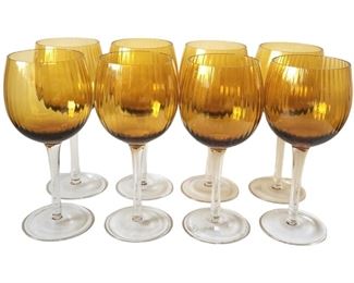 Amber and Clear Wine Glasses