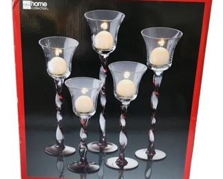 Red Glass Candle Set in Box