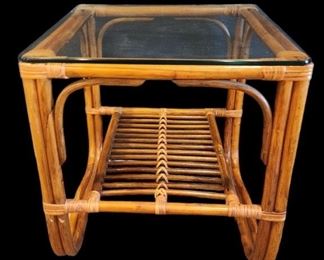 Vintage Rattan Side Table
