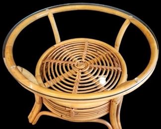 Rattan and Glass Coffee Table