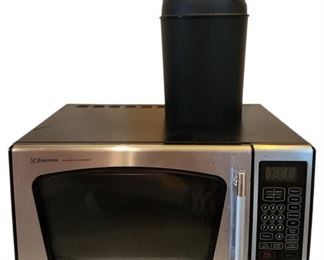Small Microwave and Trash Can