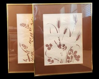 Framed Brown Floral Pressed Paper