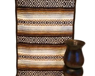 Wooden Vase and Woven Runner