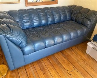 Blue Leather Sofa 