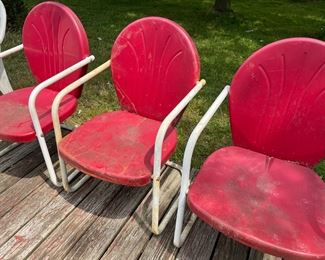 Red Metal Lawn Patio Chairs