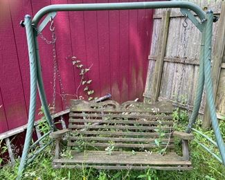 Old Woden Swing in Metal Frame