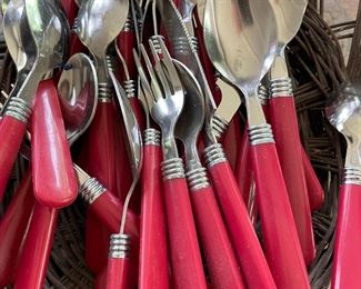 Lotsa Red-Handle Silverware