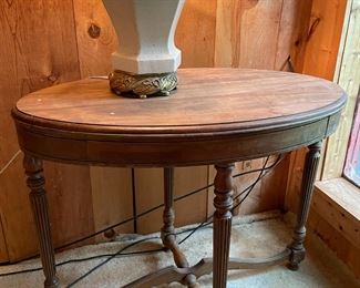 Oval Shaped Wooden Table --Lamp too!!