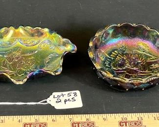 Contemporary poppy show dish by fenton Right: Contemporary pansy nappy in smoke by imperial
