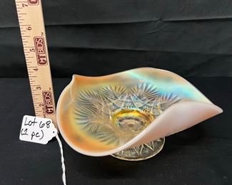 Ski star tri corner bowl by dugan peach opal

