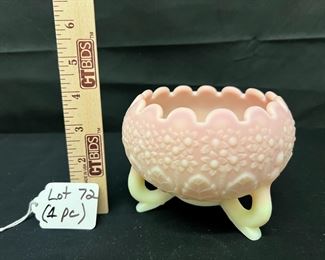 Fenton Burmese Orange Tree 3 Toed Rose Bowl
