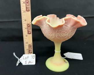 Fenton Burmese Persian Medallion Compote
