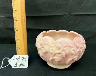 Fenton Burmese Rose Bowl, Lily of the&nbsp;Valley Pattern
