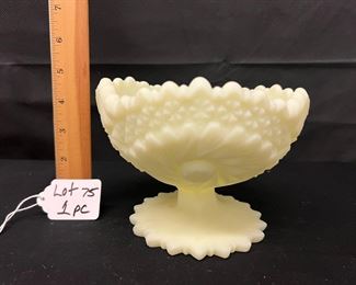 Fenton satin custard Pinwheel Hobstar &nbsp;pedestal bowl&nbsp;
