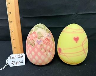 FENTON HAND PAINTED BURMESE DIAMOND OPTIC EGG and Burmese Hanging Hearts EGG/ choice
