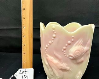 Fenton Burmese Atlantis Koi Fish Vase
