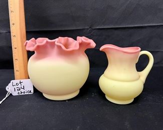 Burmese Ruffled Vase or Small Burmese Pitcher/ choice 
