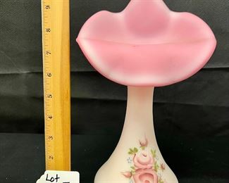 Large Hand painted Satin Pink Burmese Jack in the Pulpit Vase 

