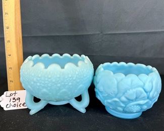 Fenton Blue Satin OrangeTree 3 toed rose bowl and Blue Satin Water Lily Rose Bowl / choice 
