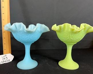 Blue and Green Satin Persian Medallion Ruffled Compotes/ choice 
