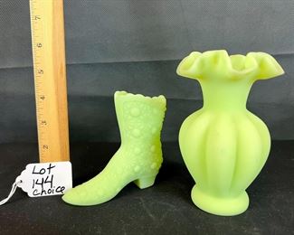 Green Satin Custard Melon Vase and Boot / choice 
