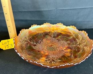Stag and holly ICS bowl marigold fenton
