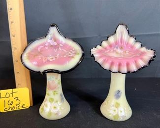 Fenton Pink Poppy Gone with the Wind lamp 
