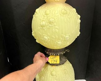 Fenton Burmese yellow to pink Cabbage Rose Gone with the Wind Lamp
