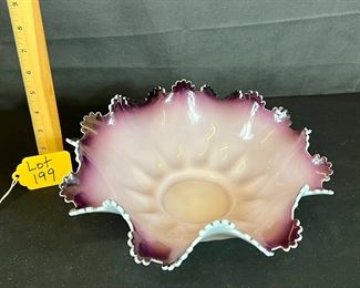 Plum Crimped and Scalloped Brides Basket Bowl 
