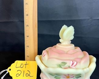 Hand painted Burmese Butterfly Covered Trinket Dish 
