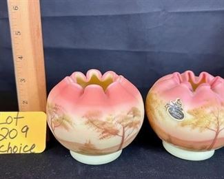 Lot 209  2 scenic trees tight pinch rose bowls/ choice 
