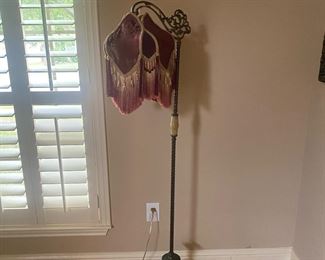 Antique boudoir, metal pole lamp