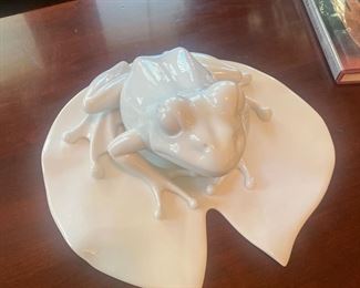 Made in Portugal, this unique white ceramic frog