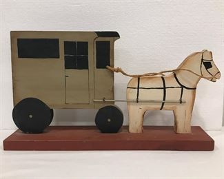 Wood Horse Buggy Display