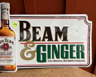 Jim Beam and Ginger Vintage Metal Sign