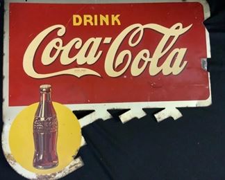 Coca - Cola Yellow Dot Flange Sign Coca Cola