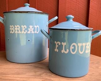 Enamelware Bread and Flour Canisters