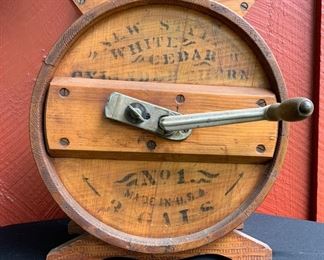 Primitive New Style White Cedar 3 gal  cylinder churn