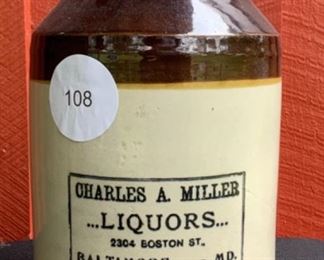 Charles A. Miller Liquors Baltimore Stoneware Jug