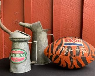 Exxon Rely on the Tiger football and oil cans Oil and Gas