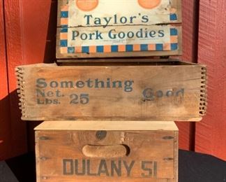 General Store Taylor’s Pork Goodies and Dulany advertising boxes