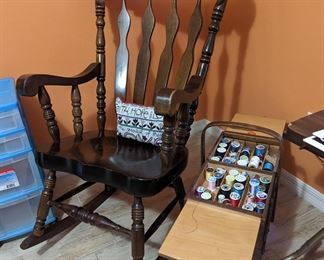 Wooden rocker, sewing box