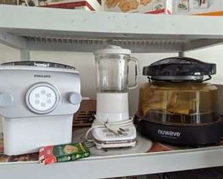 Philips pasta maker, KitchenAid blender, Nuwave oven