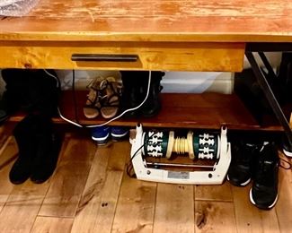 23. Plank Top Desk w/ One Drawer on Metal Base (56" x 28" x 30")