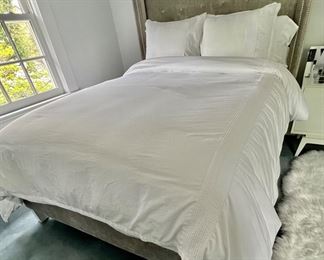 51. Custom Tufted Upholstered Full Bed w/ Nailhead Detail (56")