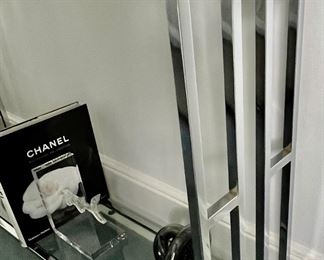 54. Chrome Console Table w/ Glass Top (42" x 9" x 30")