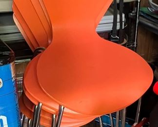 70. Set of 6 Orange Side Chairs