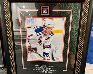 Brian Letch Night signed "Forever A Ranger", Madison Square Gardens, January 24, 2008