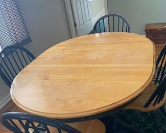 Oak, Green and Natural Dining Table & 4 Chairs